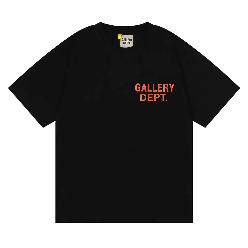 No. 6031, batch 96, American trendy brand GALLERY DEPT classic Hollywood letter print high-quality double yarn pure cotton short-sleeved T-shirt for men and women. Selected 230g 32 count smooth double yarn fabric, fine workmanship and excellent quality! The fit is loose and super comfortable to wear, and the size is 2 sizes larger than the normal domestic size.  Color: white; black, yellow, blue Size: S M L Length 78cm, bust 124cm, shoulder width 55cm, sleeve length 25cm.